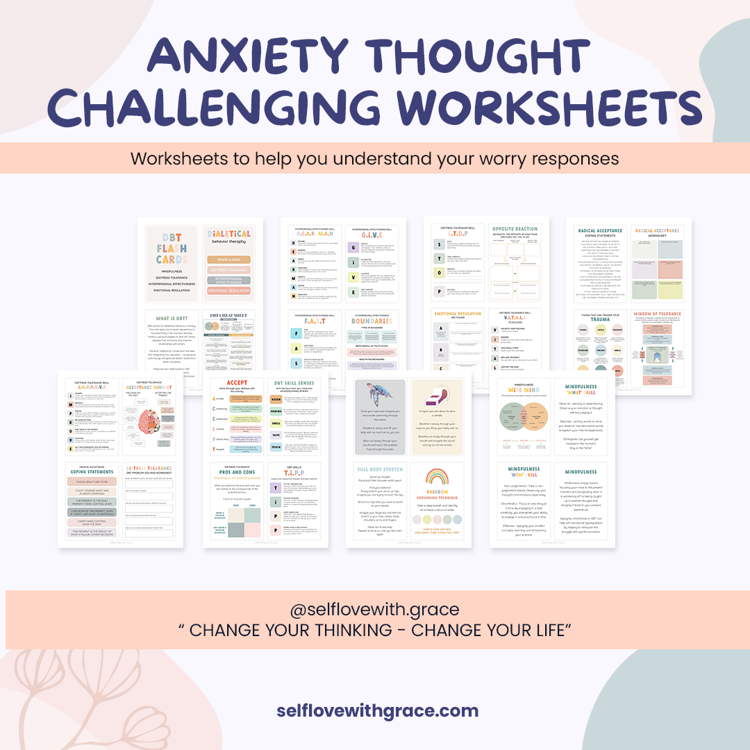 Anxiety mega bundle, psychologist resources, therapy worksheets, mental health resources tools self care cards, therapy office