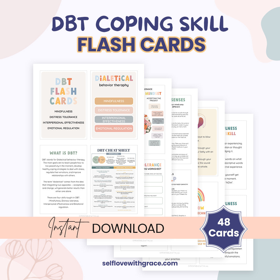 DBT Mega Bundle, DBT Skills, DBT Workbook, Therapy Worksheet, Therapy Tools, DBT Flash Cards, DBT Cheat Sheet